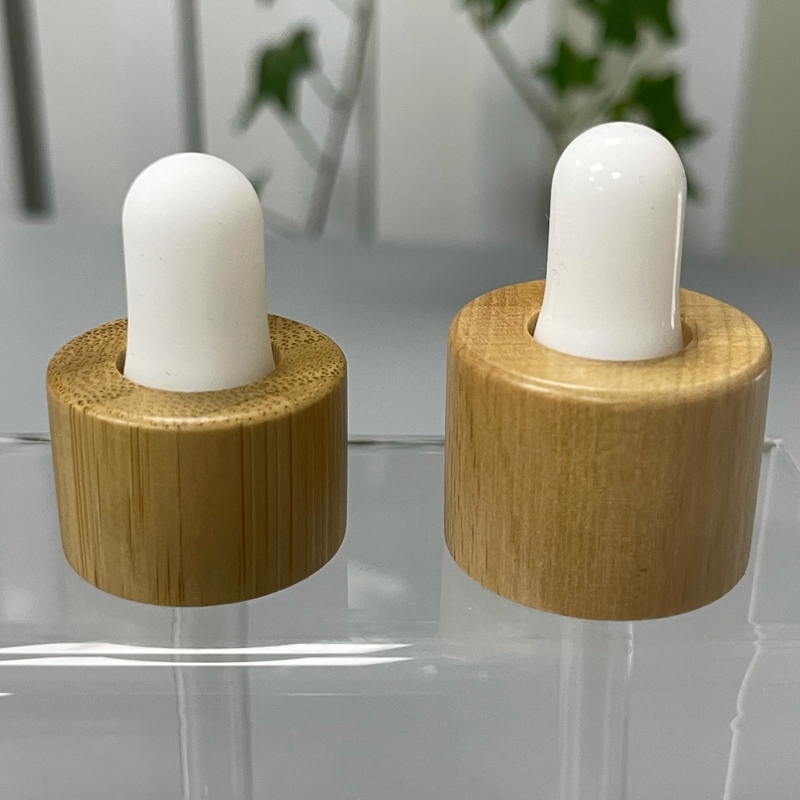 Dropper with Sepcial Decoration Bamboo Cover Wood Cap 24/410 28/410 Dropper Set Glass